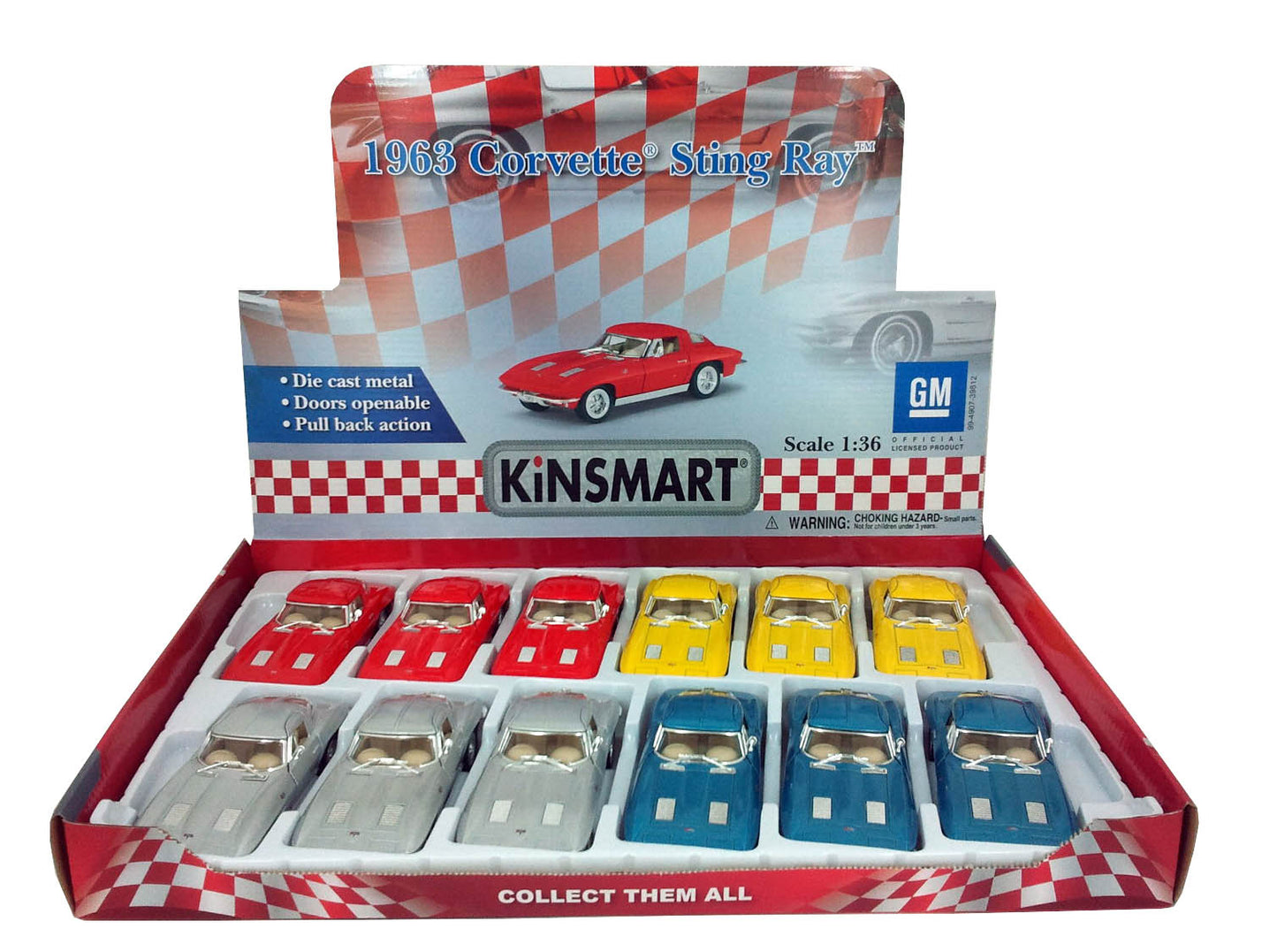 Kinsmart 1963 Corvette Stingray - 12 count